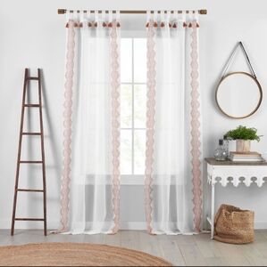 Elegant/ Bohemian Sheer White and Terracotta  Curtains